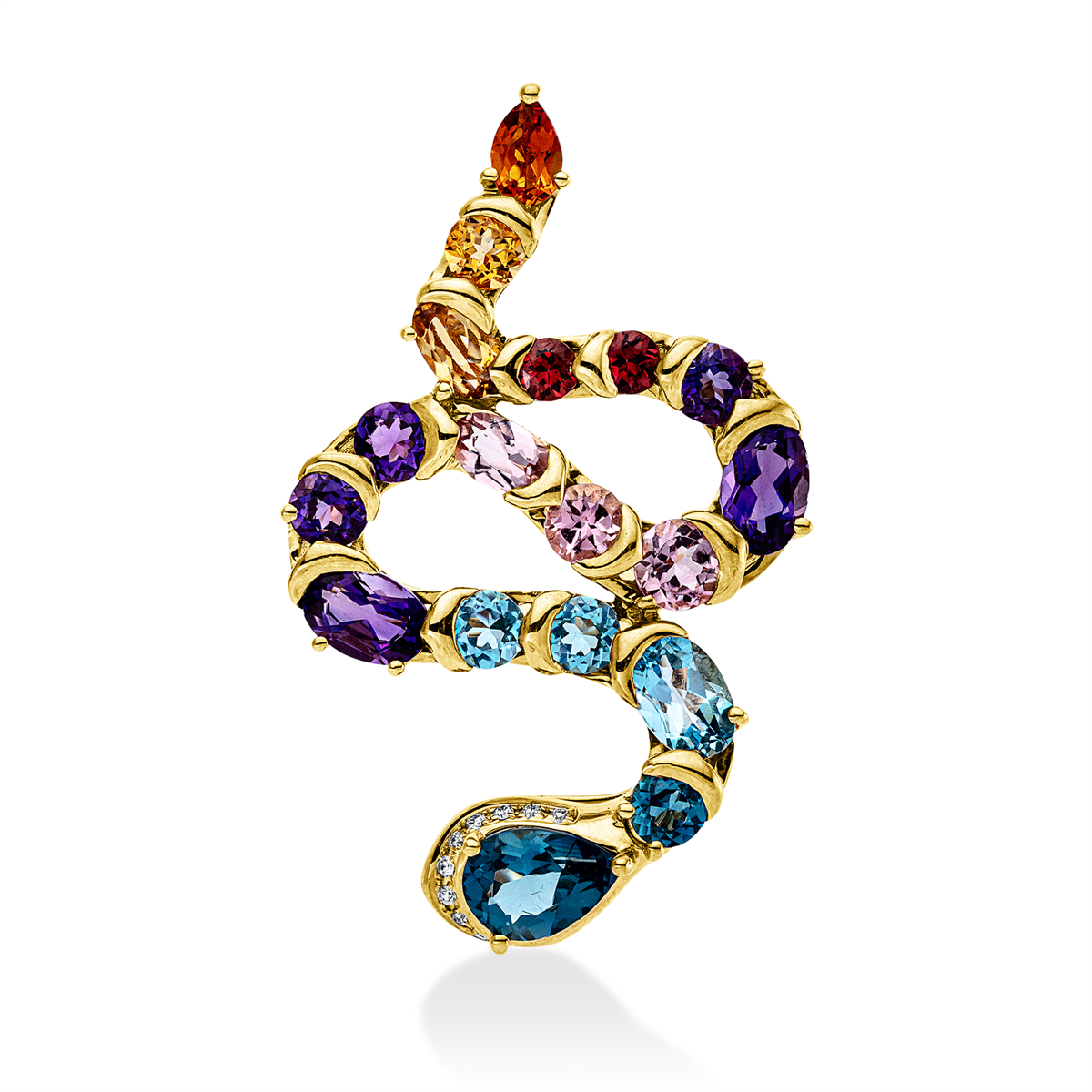 diamond full cut citrine colored stone fashion pendant in yellow gold