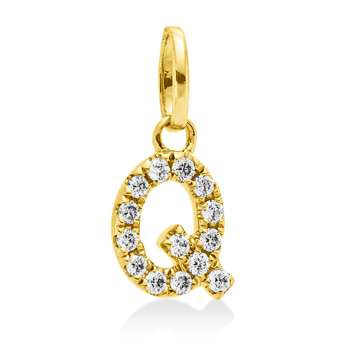 diamond full cut  letter pendant in yellow gold
