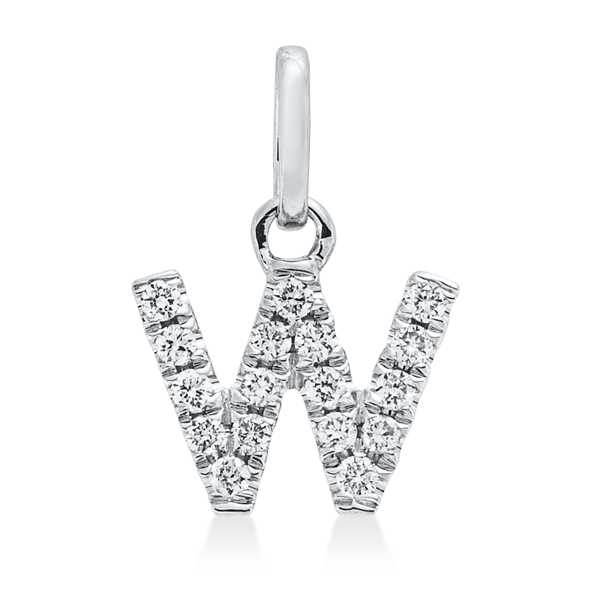 diamond full cut  letter pendant in white gold
