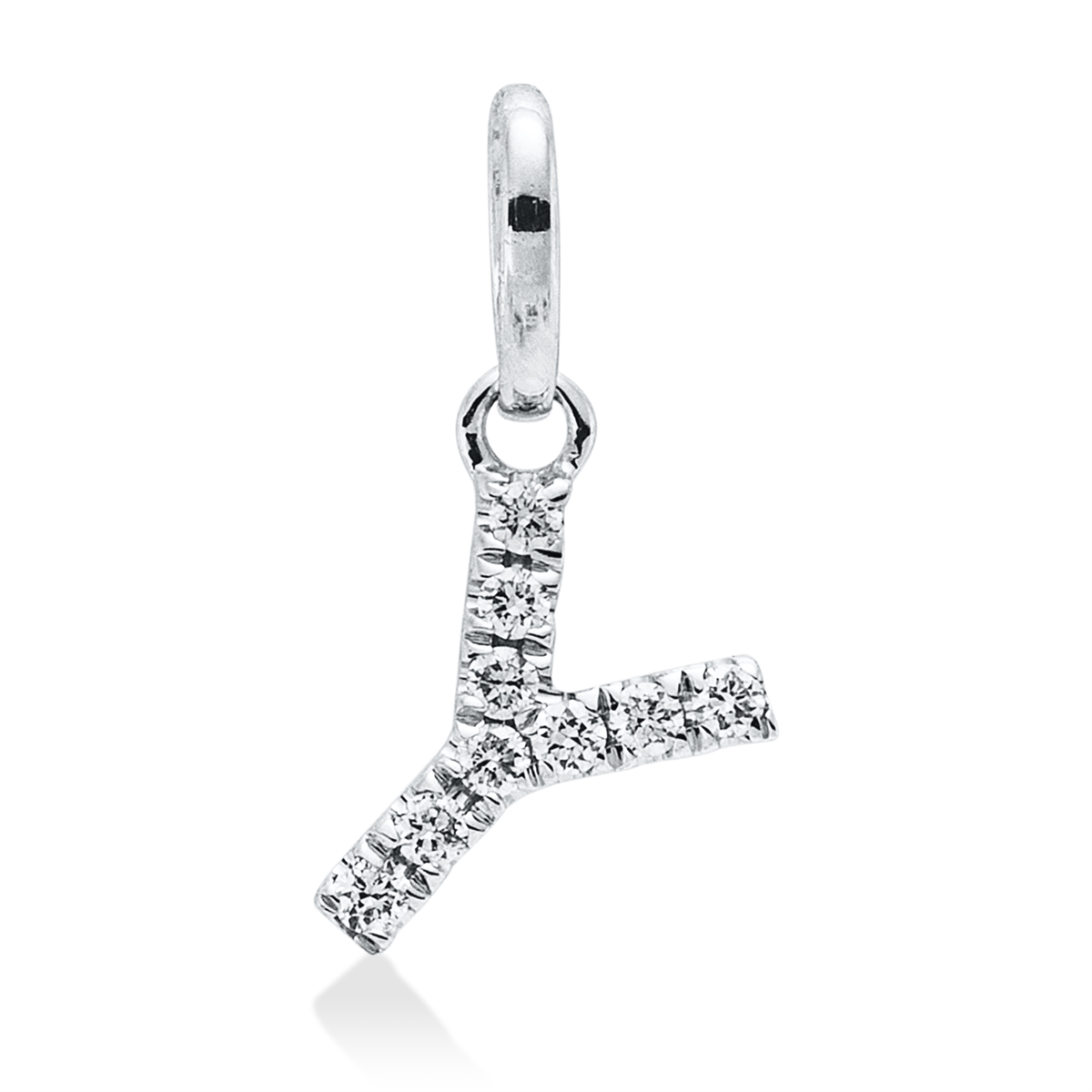 diamond full cut  letter pendant in white gold