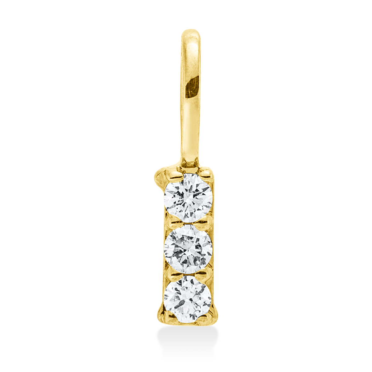 diamond full cut  letter pendant in yellow gold