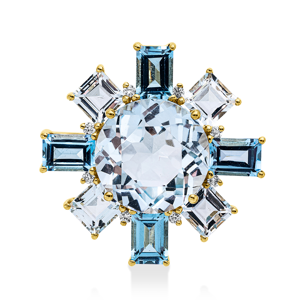 diamond full cut topaz colored stone fashion pendant in yellow gold