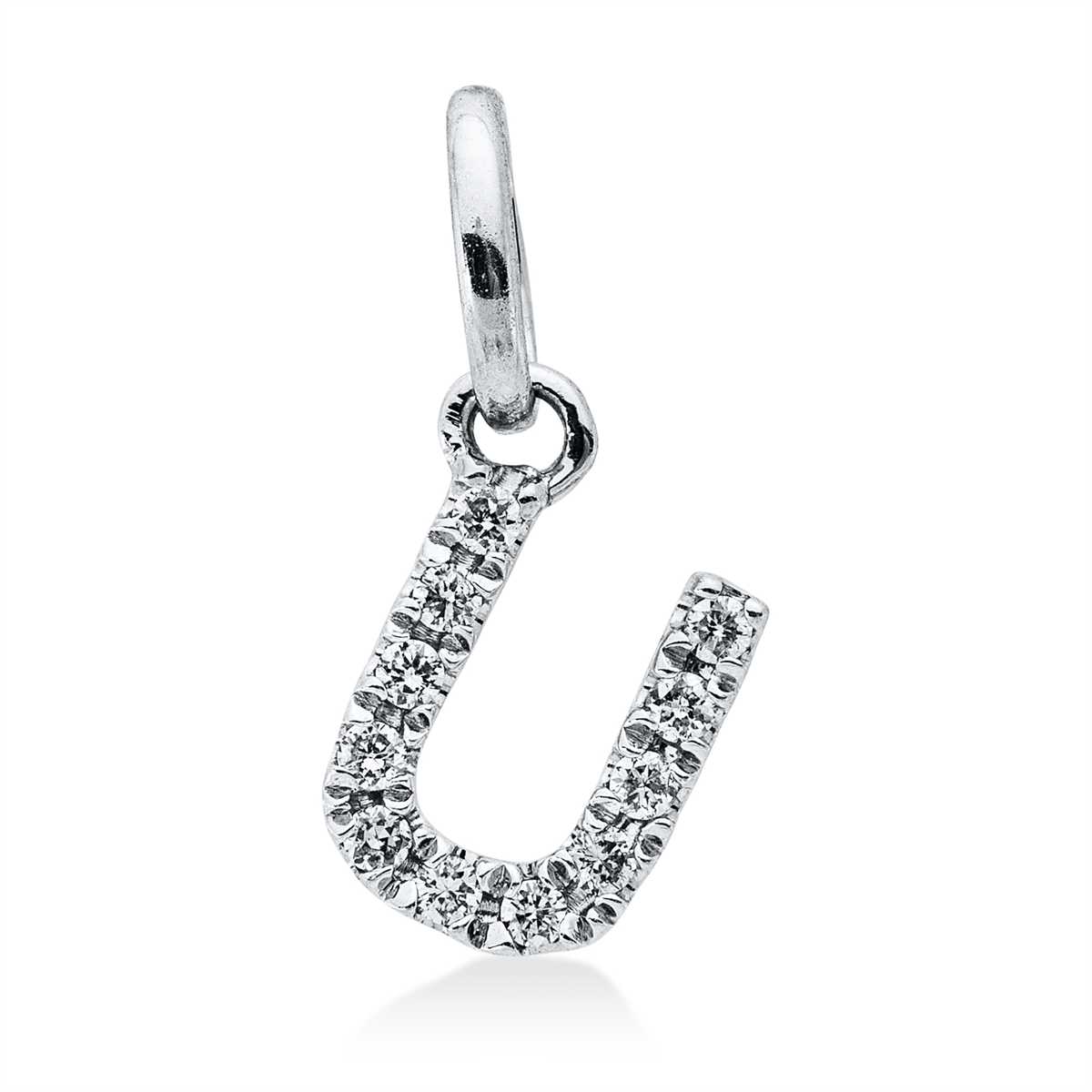 diamond full cut  letter pendant in white gold