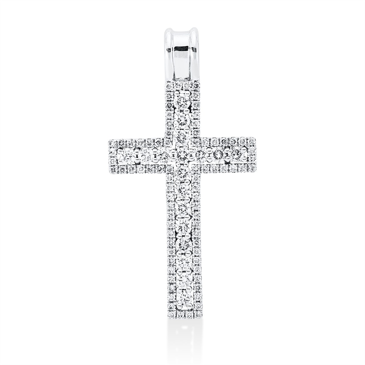 diamond full cut  cross pendant in white gold