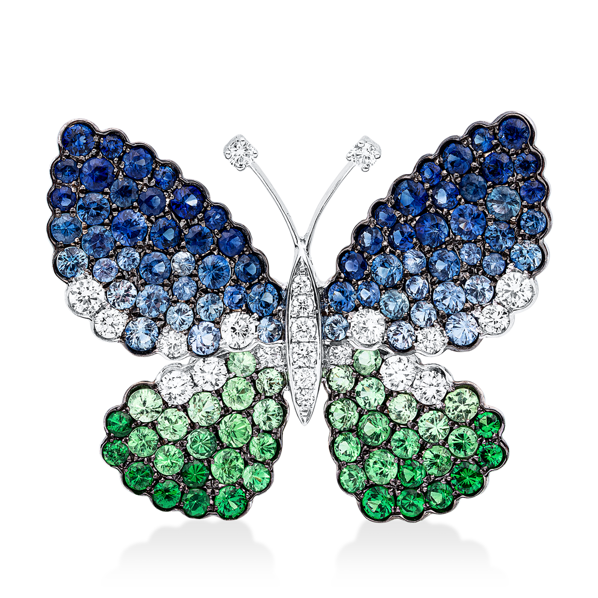 diamond full cut tsavorite animal pendant in white gold