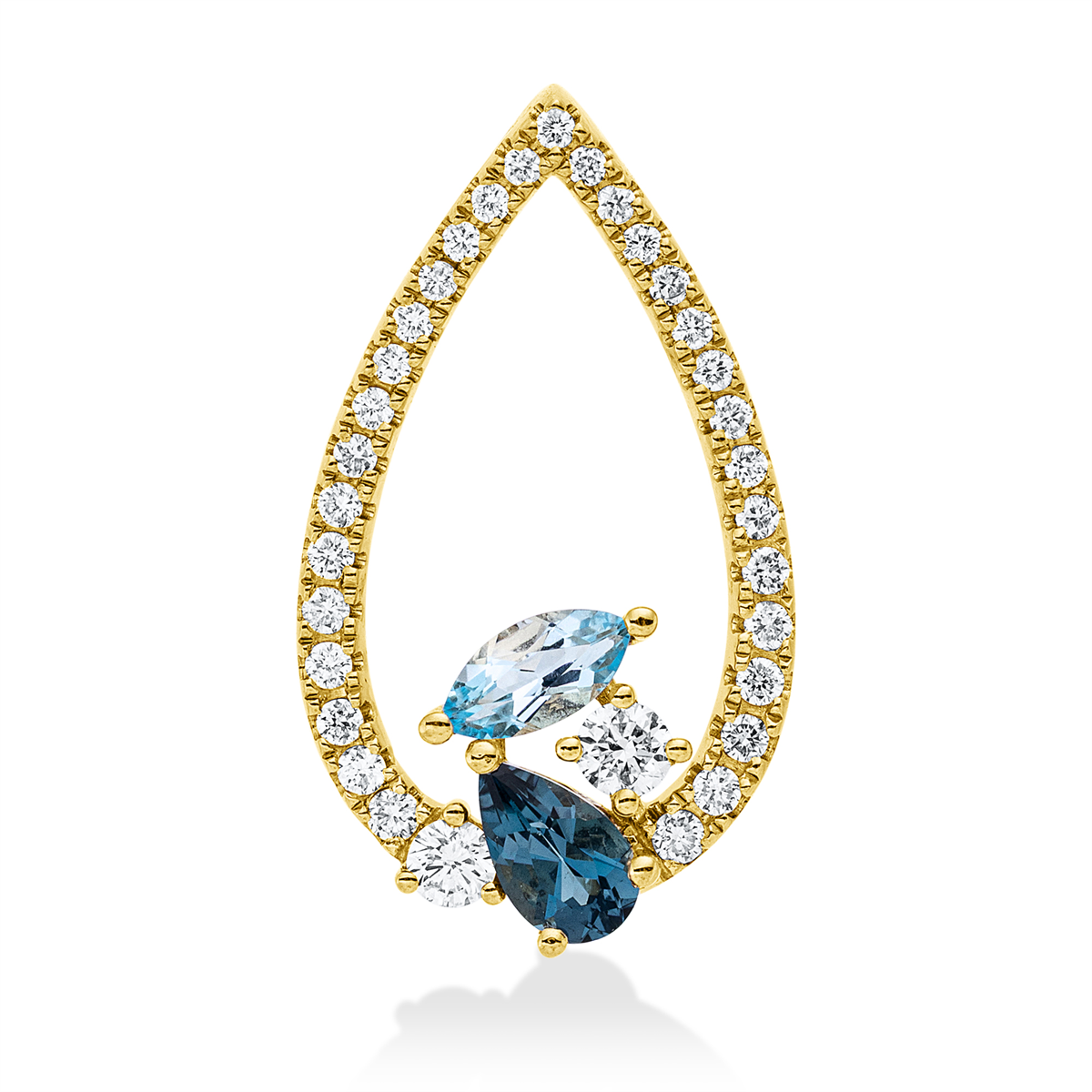 diamond full cut topaz colored stone fashion pendant in yellow gold