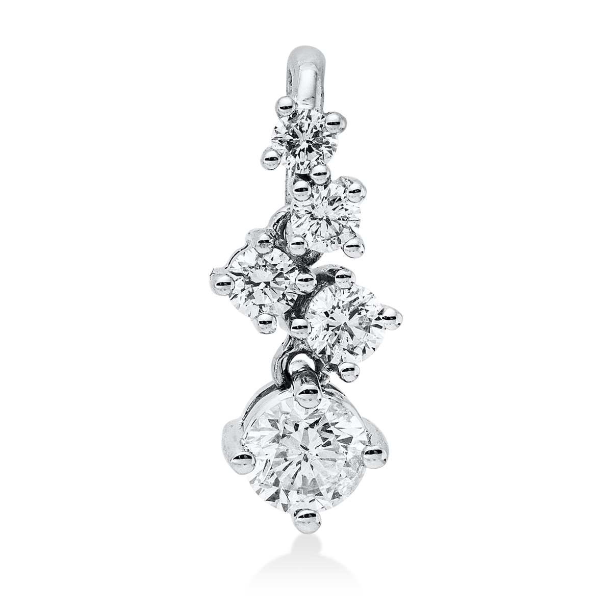 diamond full cut  modern woman pendant in white gold