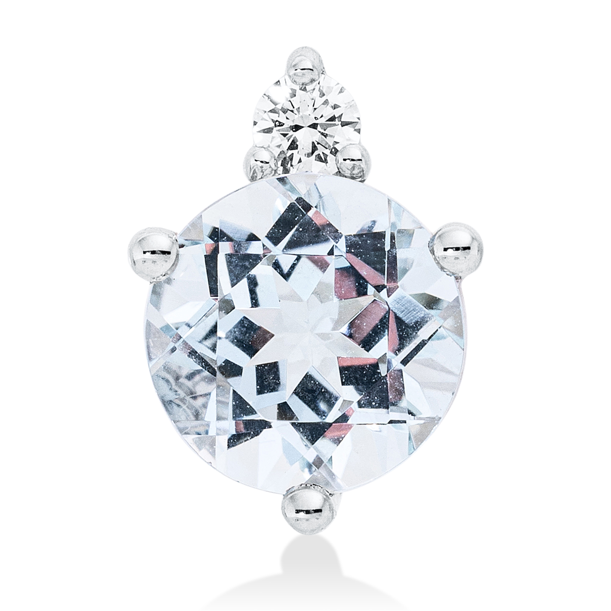 diamond full cut aquamarine colored stone fashion pendant in white gold