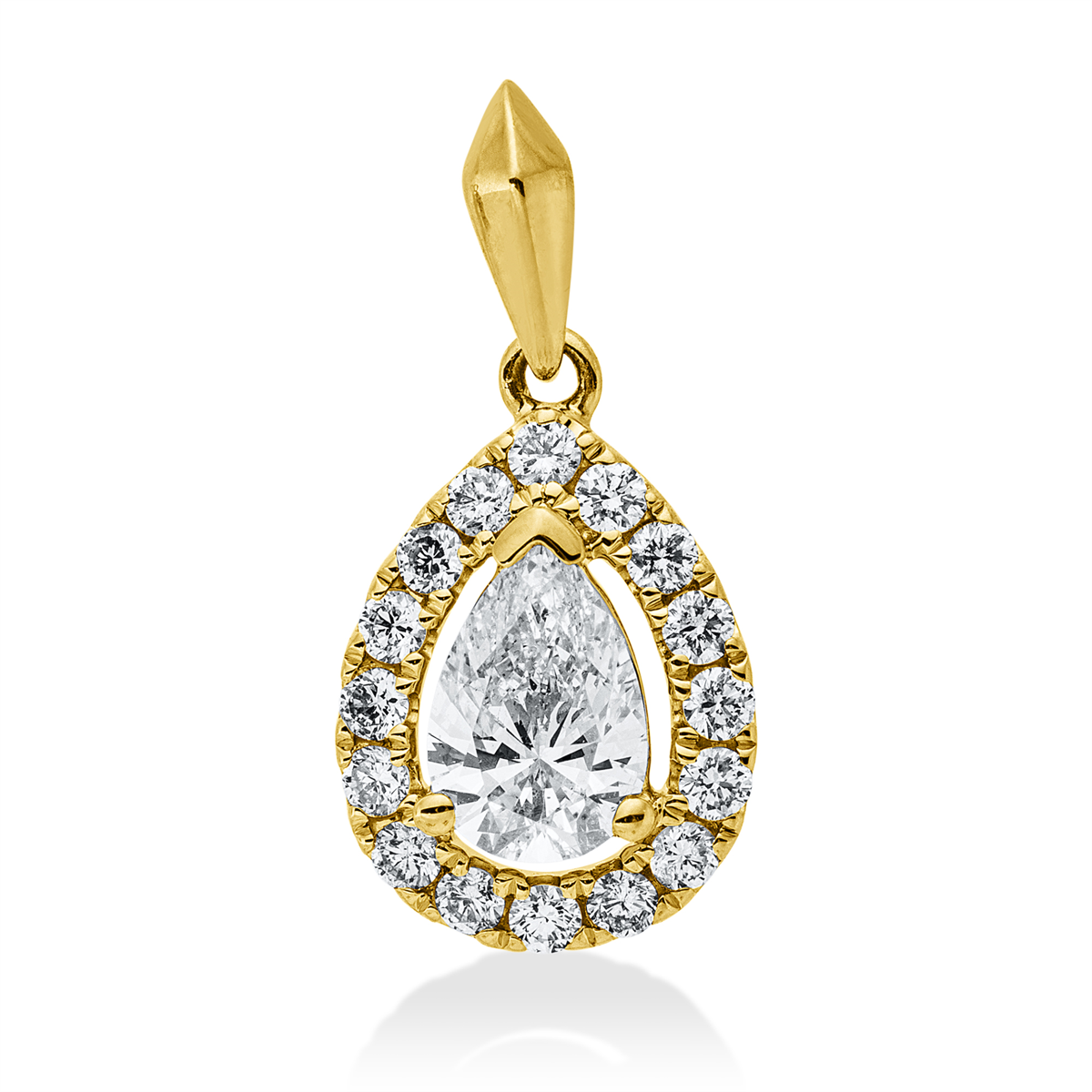 diamond full cut  solitaire with accent stones pendant in yellow gold