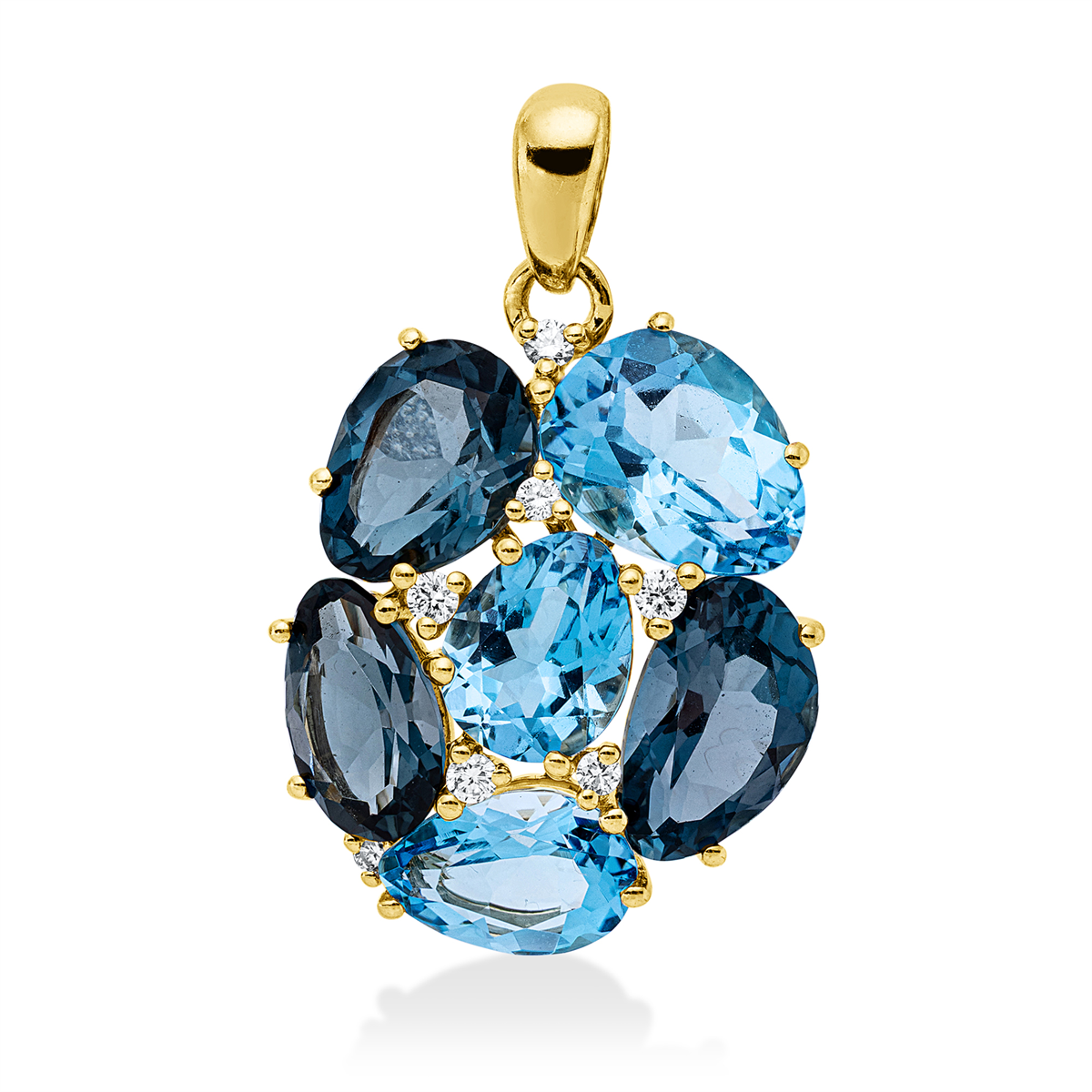 diamond full cut topaz colored stone fashion pendant in yellow gold