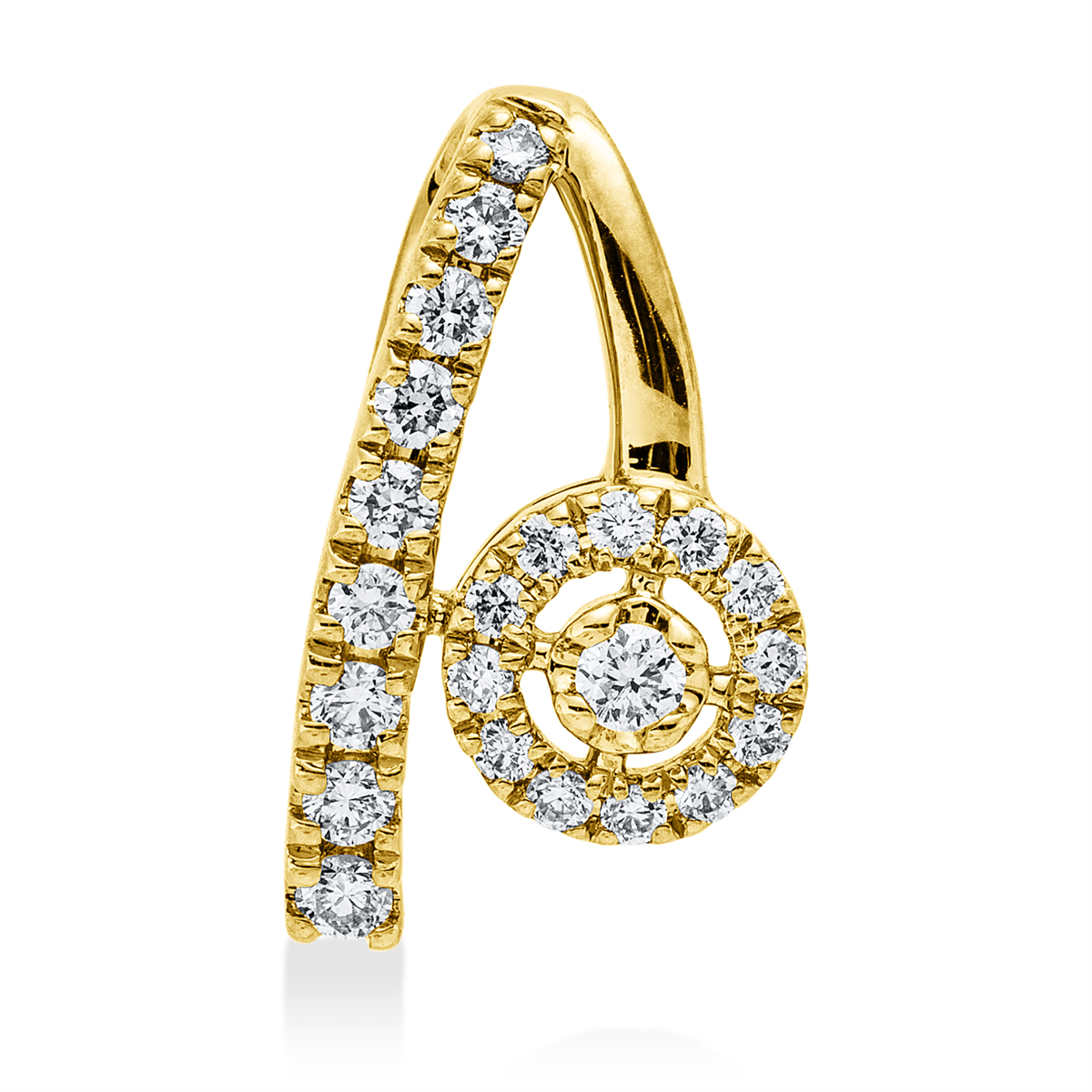 diamond full cut  modern woman pendant in yellow gold