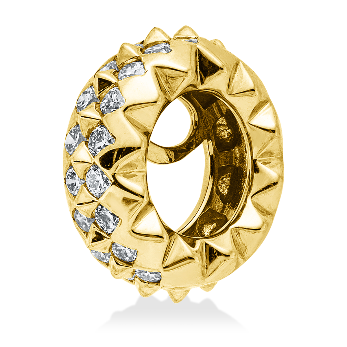 diamond full cut  modern woman pendant in yellow gold