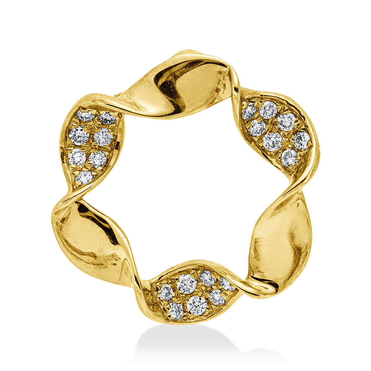 diamond full cut  modern woman pendant in yellow gold