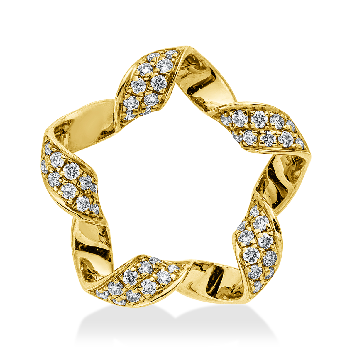 diamond full cut  modern woman pendant in yellow gold