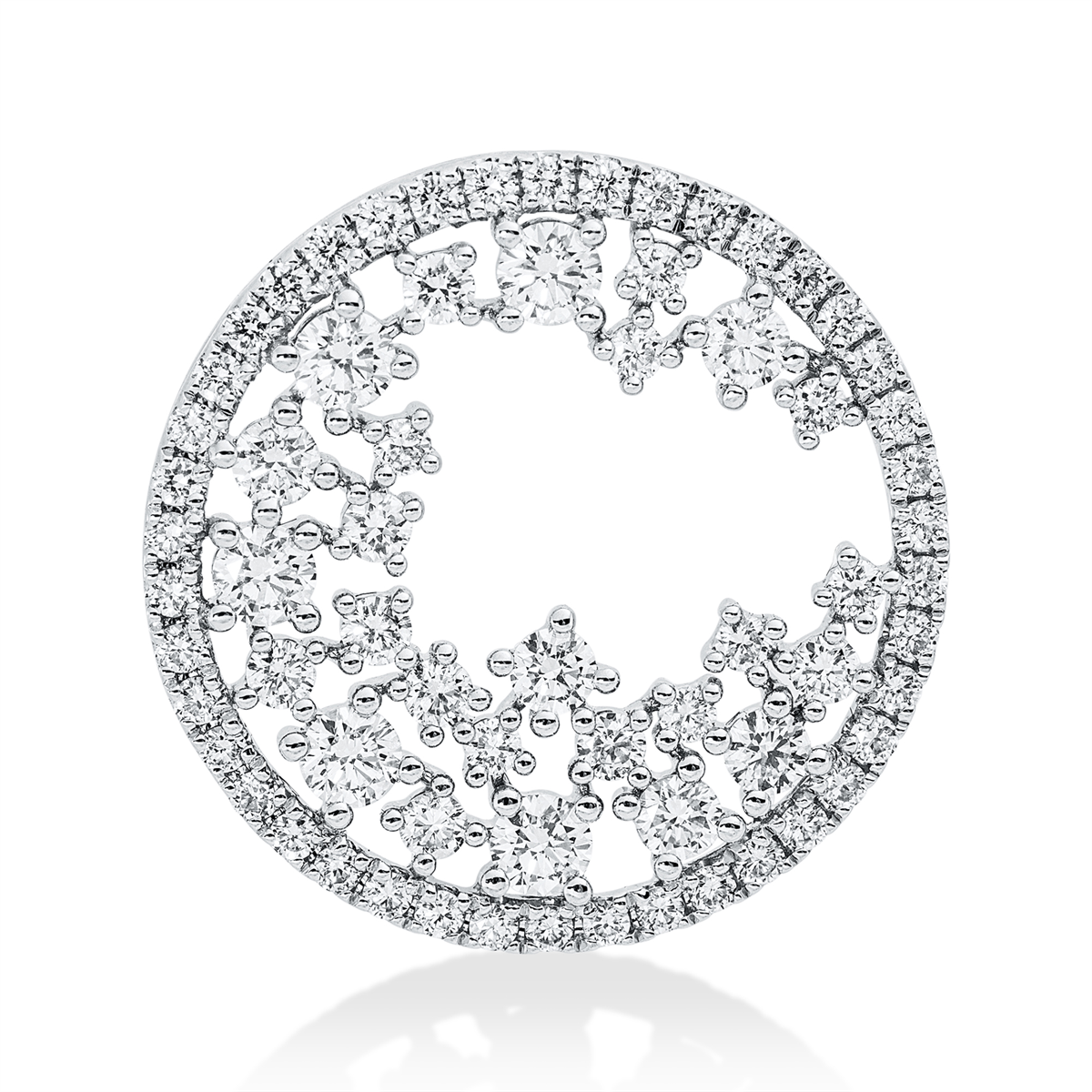 diamond full cut  multi-stone pendant in white gold