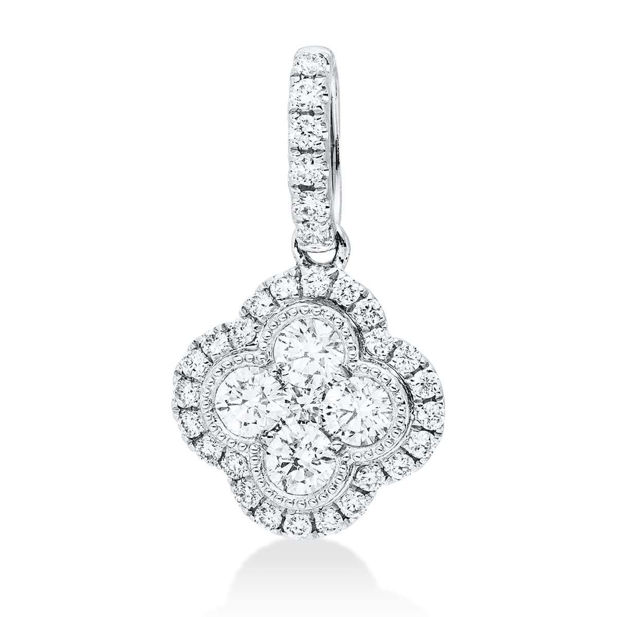 diamond full cut  illusion classic pendant in white gold