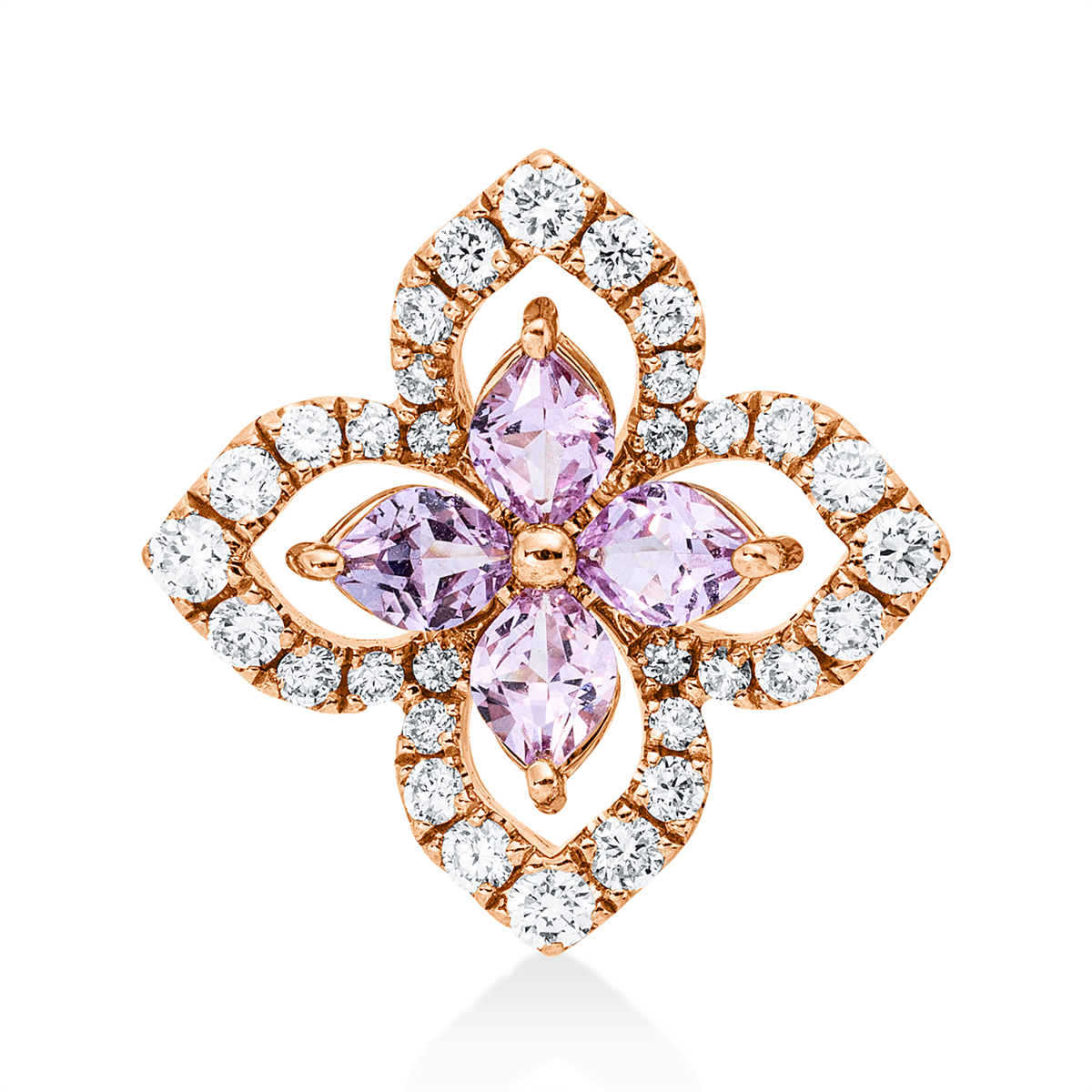 diamond full cut sapphire multi-stone pendant in red gold