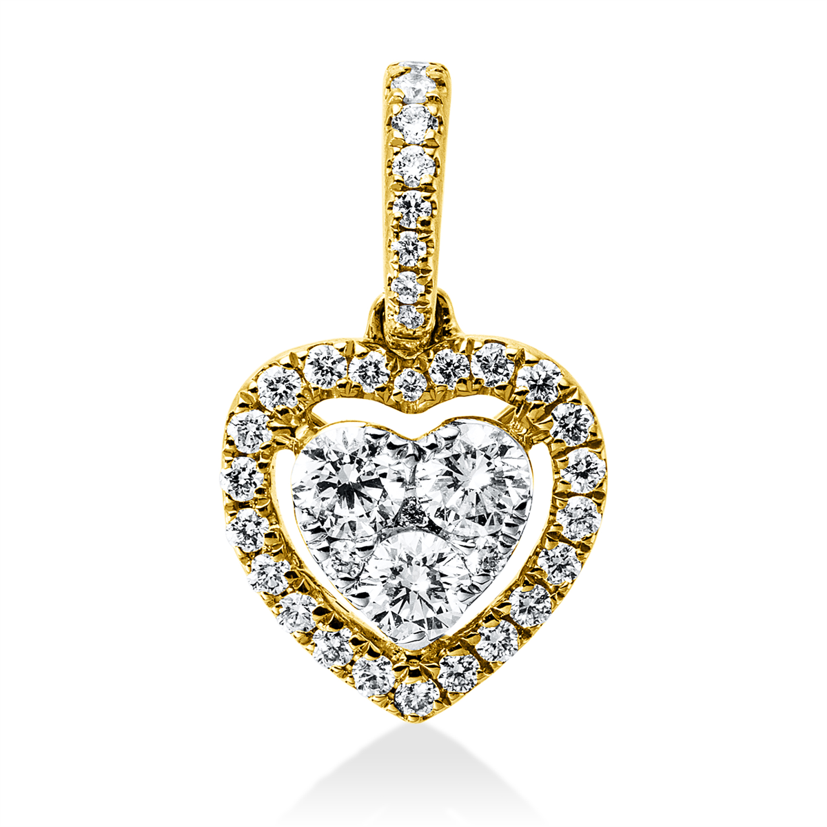 diamond full cut  illusion classic pendant in yellow gold / white gold