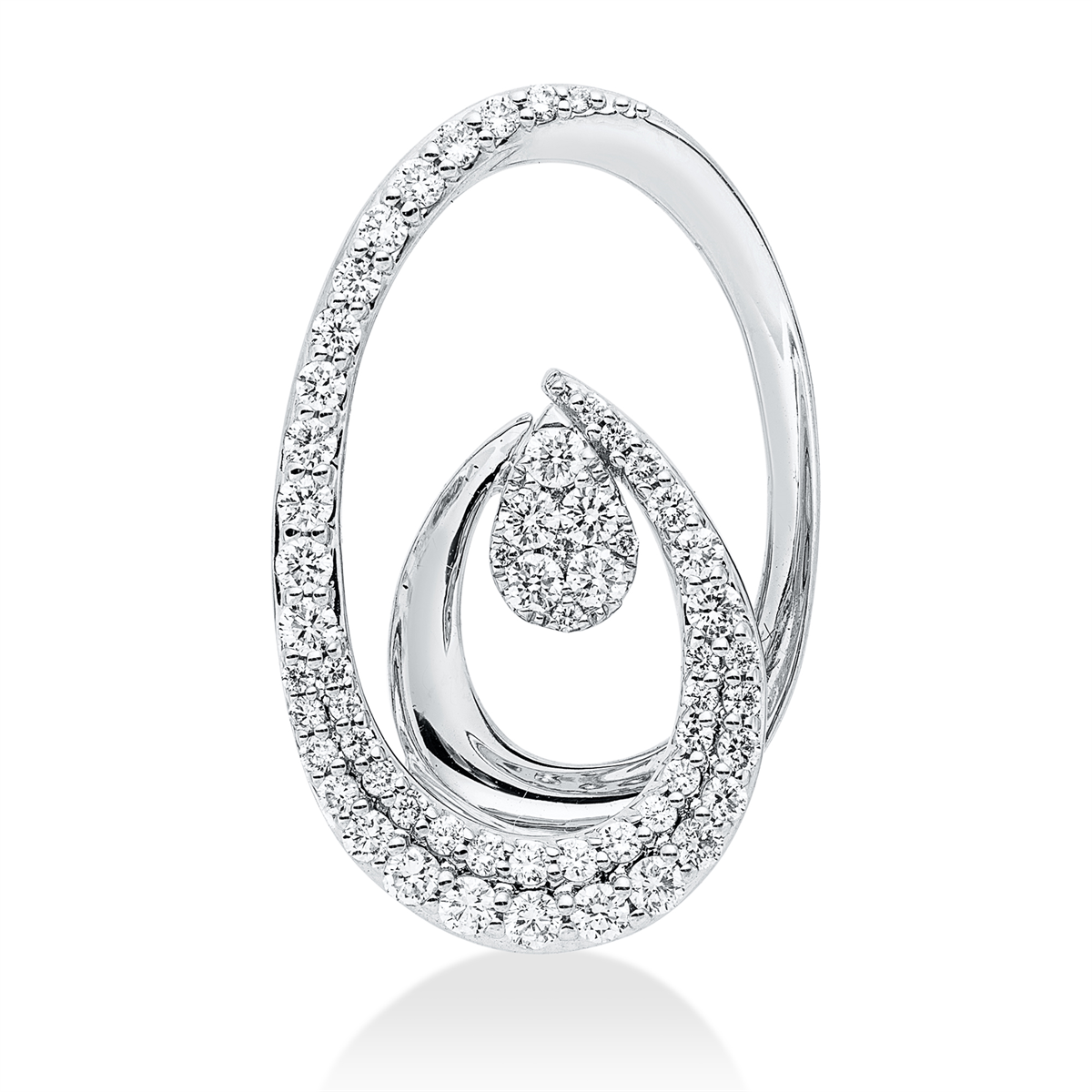 diamond full cut  modern woman pendant in white gold