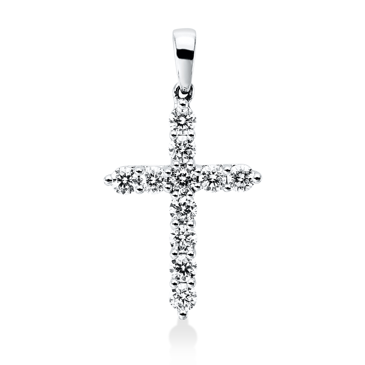 diamond full cut  cross pendant in white gold
