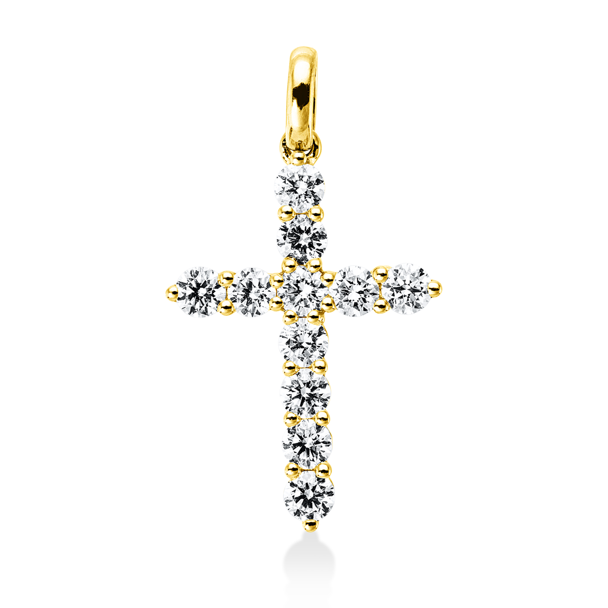 diamond full cut  cross pendant in yellow gold