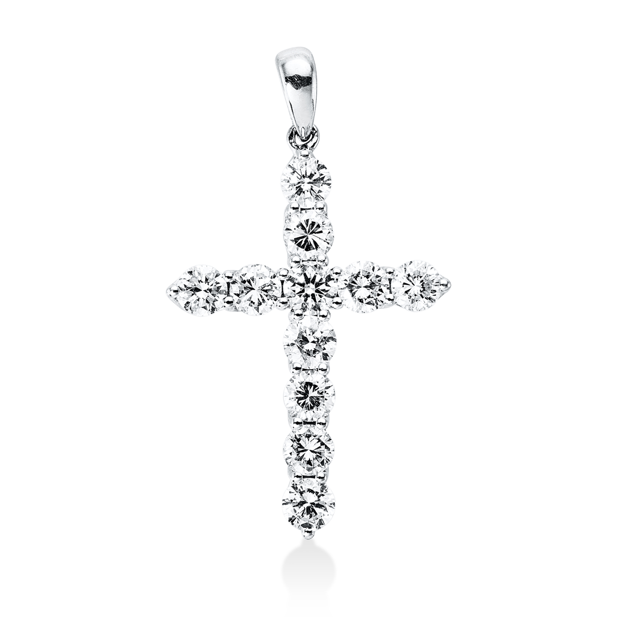 diamond full cut  cross pendant in white gold