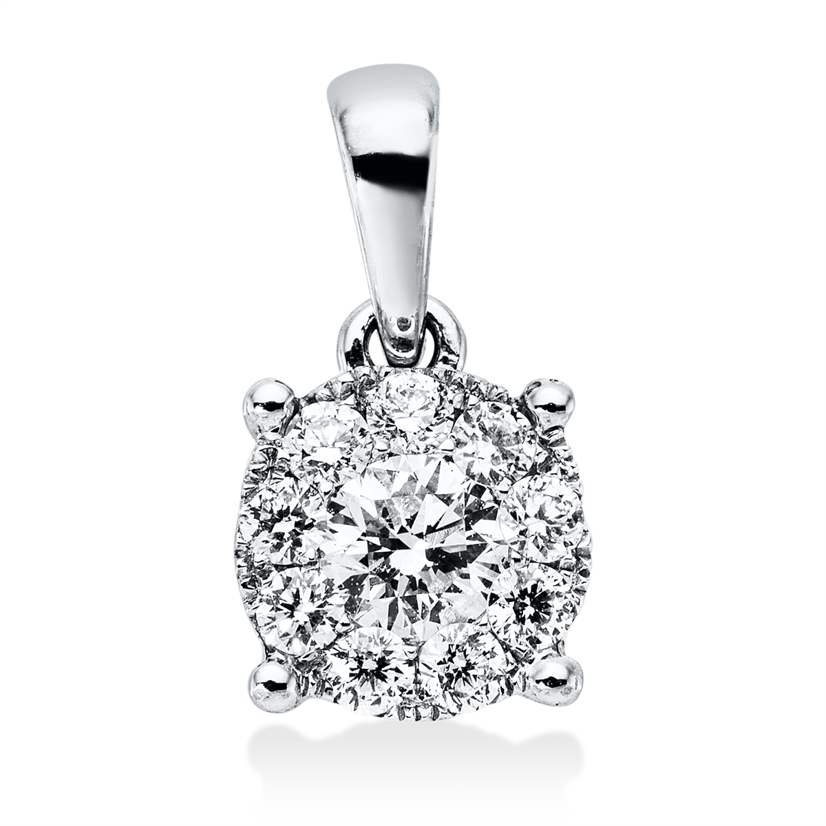 diamond full cut  illusion classic pendant in white gold