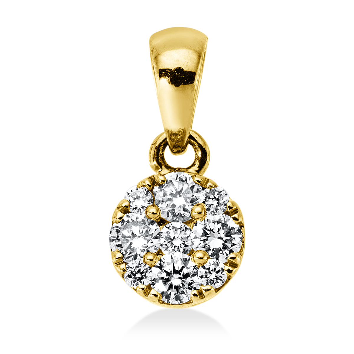 diamond full cut  illusion classic pendant in yellow gold