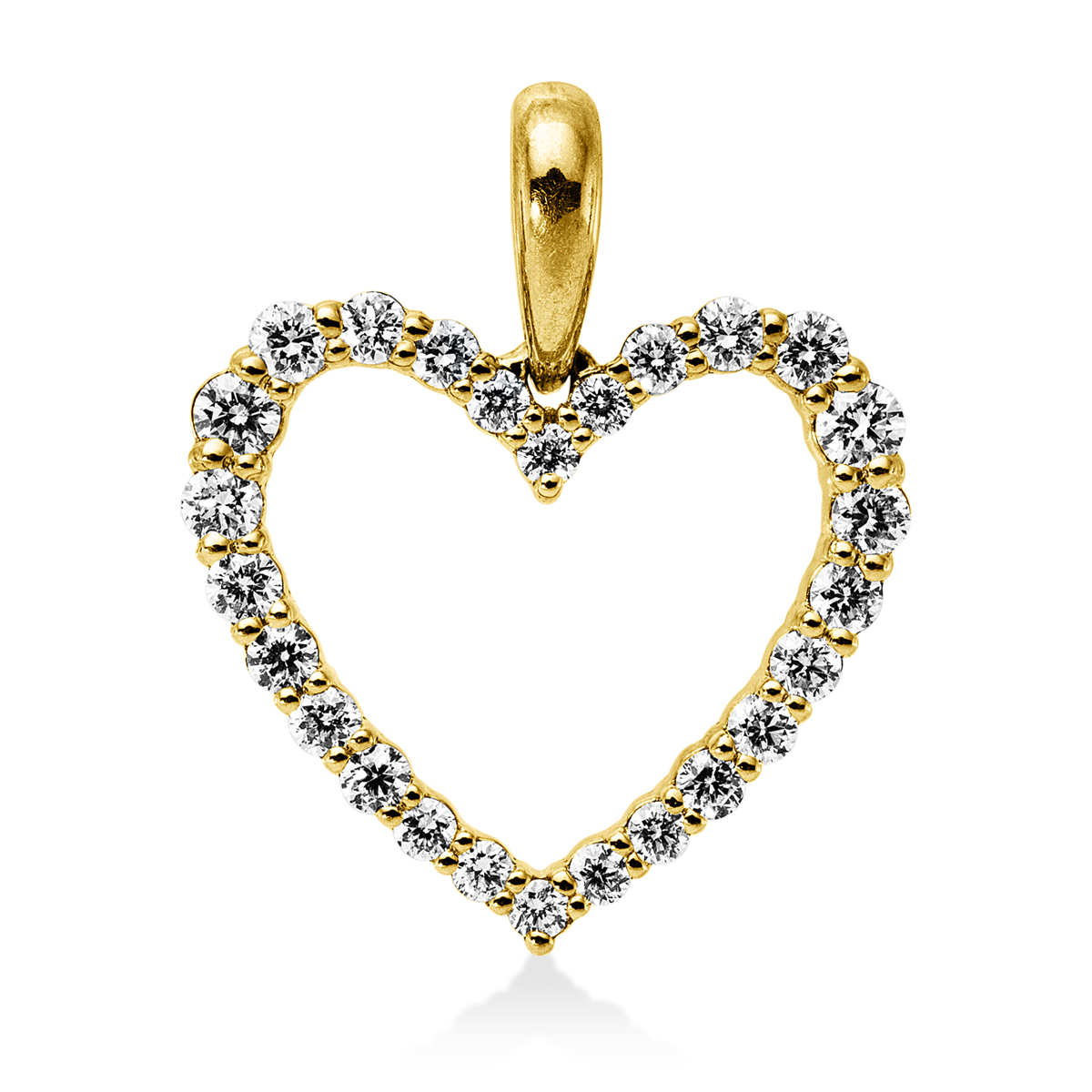 diamond full cut  heart pendant in yellow gold