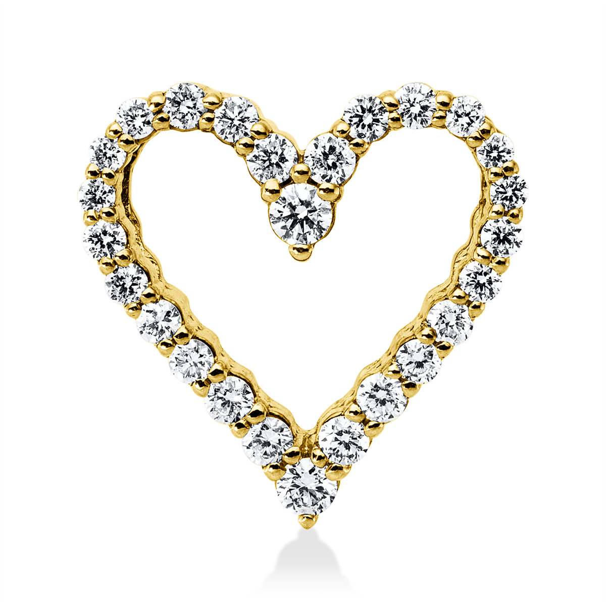 diamond full cut  heart pendant in yellow gold