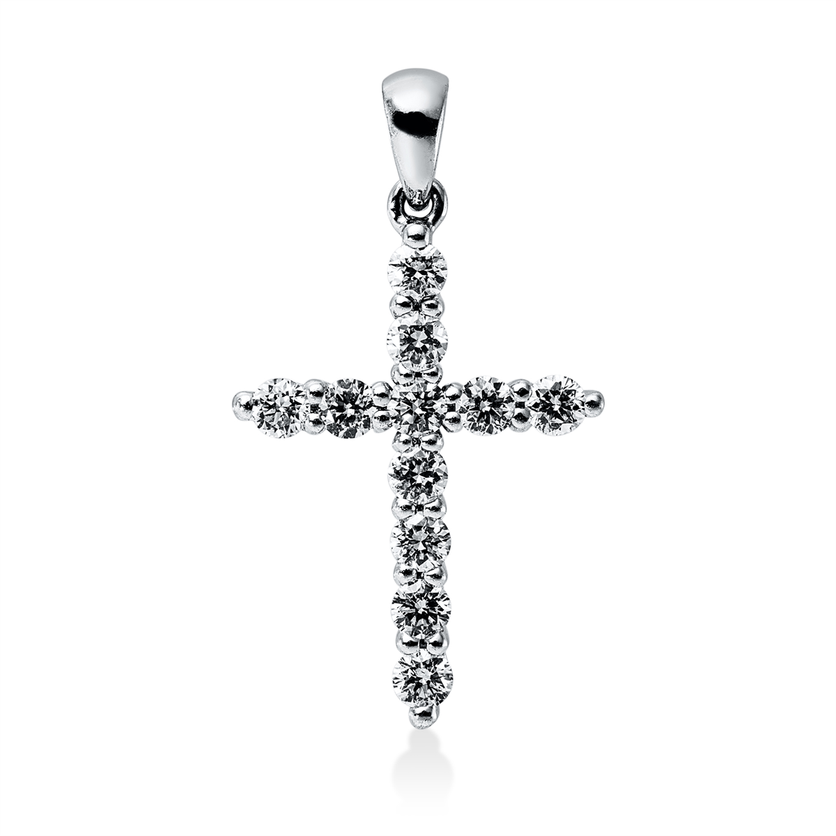 diamond full cut  cross pendant in white gold