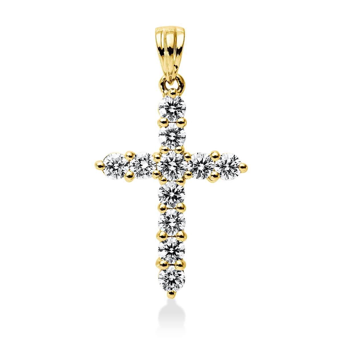 diamond full cut  cross pendant in yellow gold