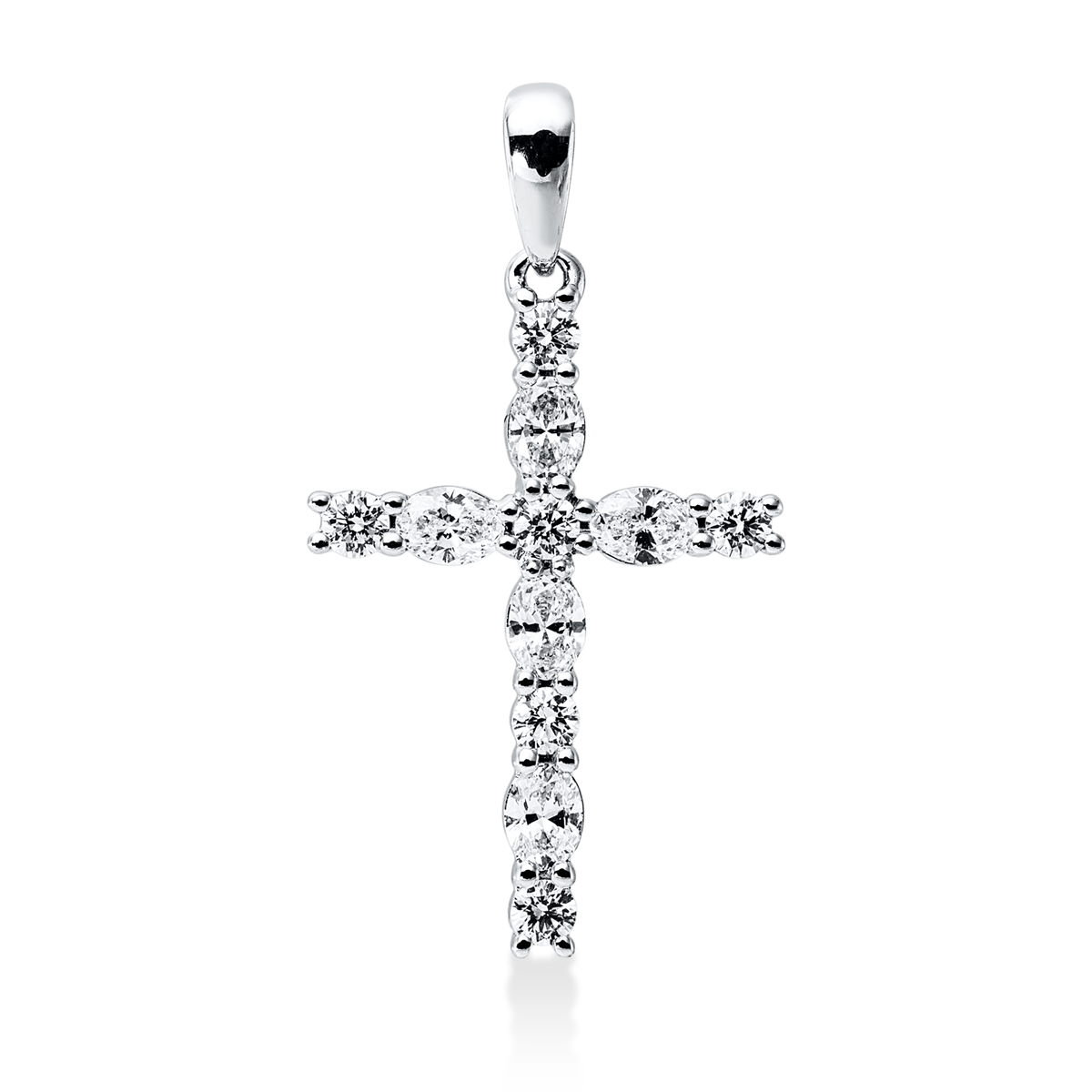 diamond full cut  cross pendant in white gold