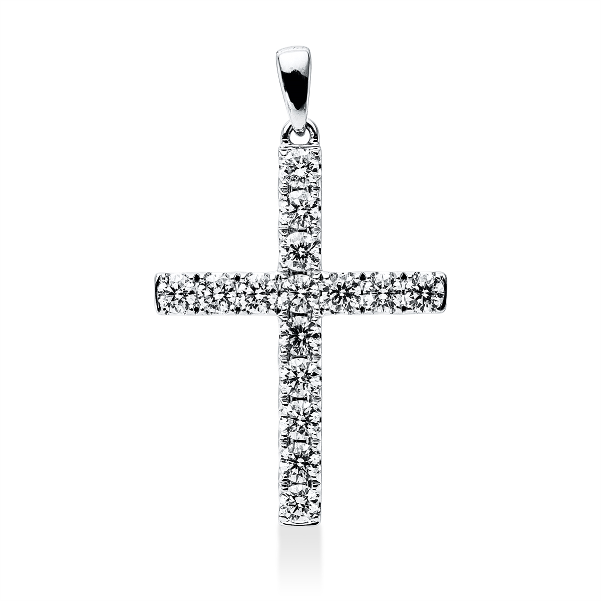 diamond full cut  cross pendant in white gold
