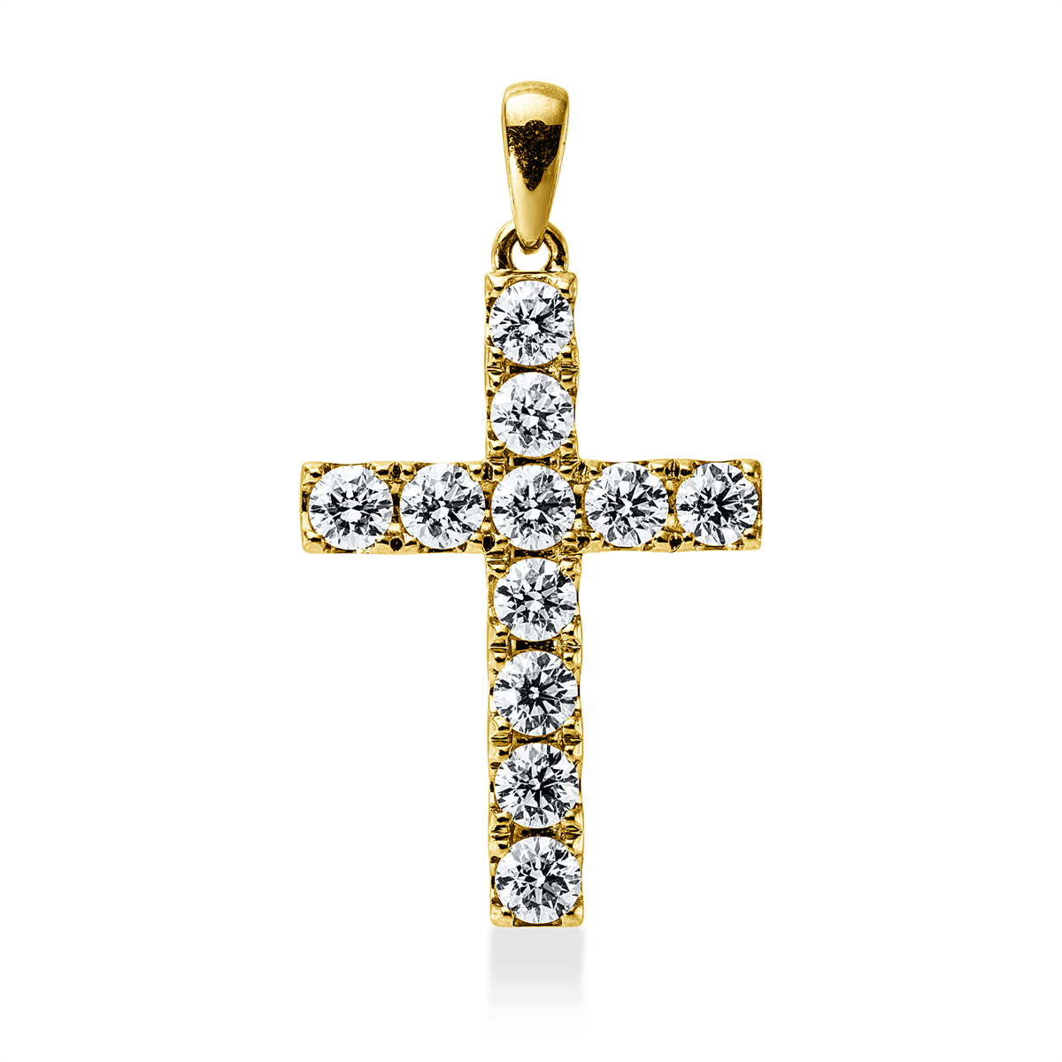 diamond full cut  cross pendant in yellow gold