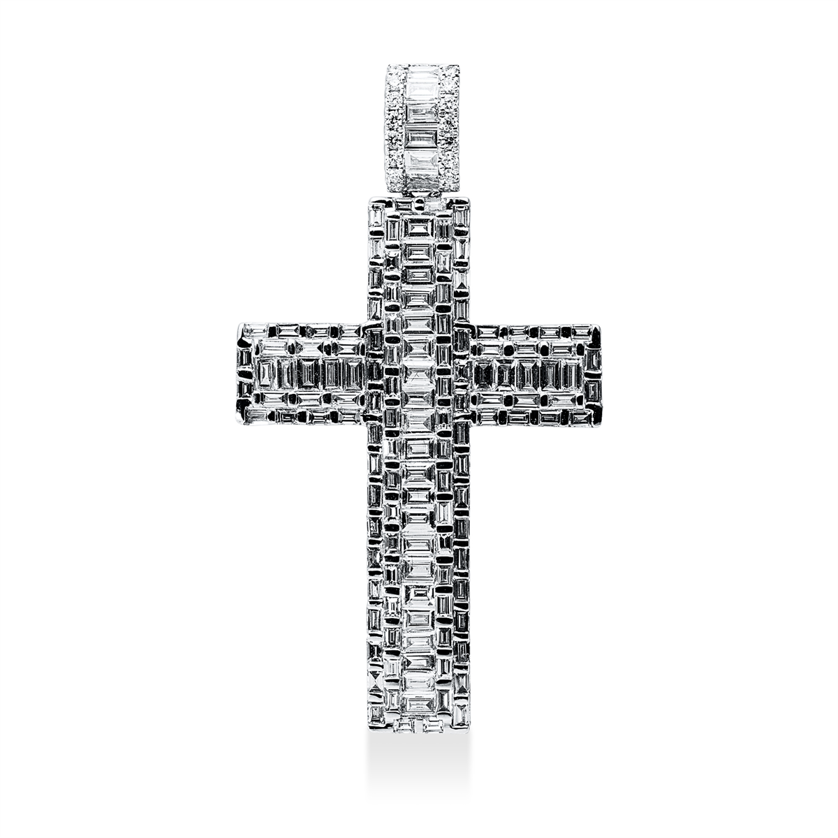 diamond full cut  cross pendant in white gold