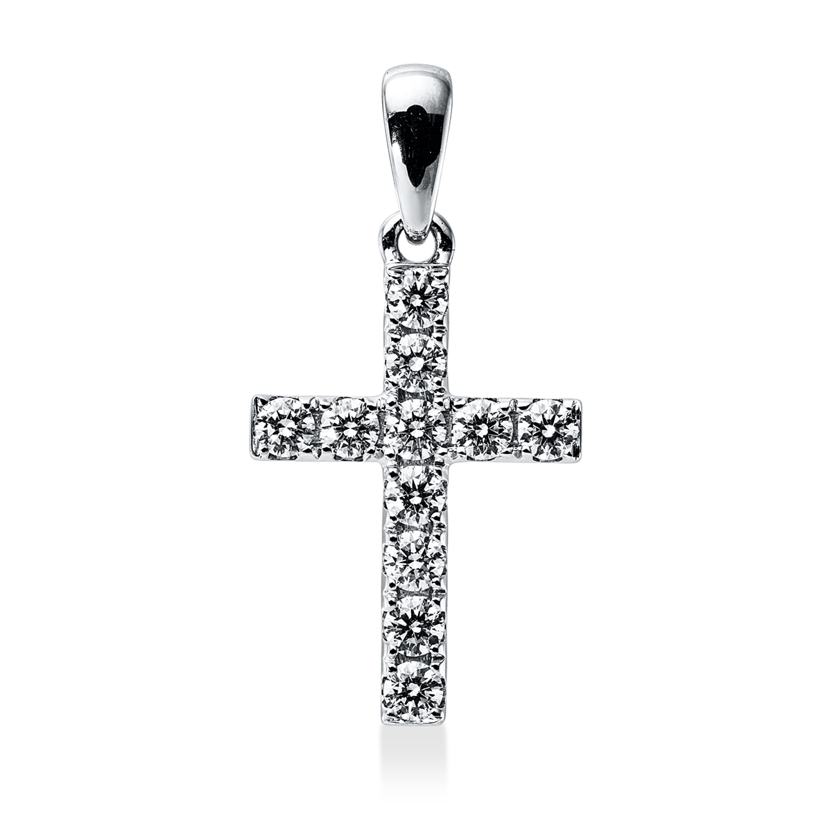 diamond full cut  cross pendant in white gold