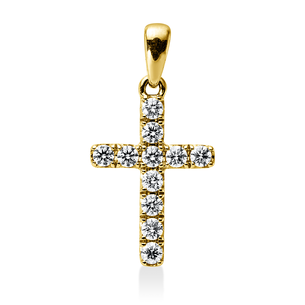 diamond full cut  cross pendant in yellow gold