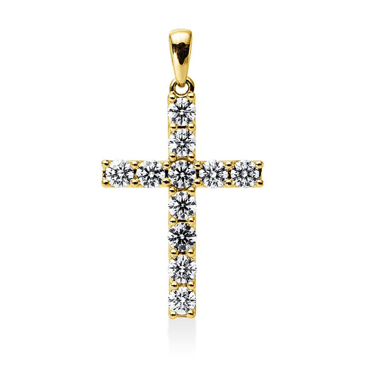 diamond full cut  cross pendant in yellow gold