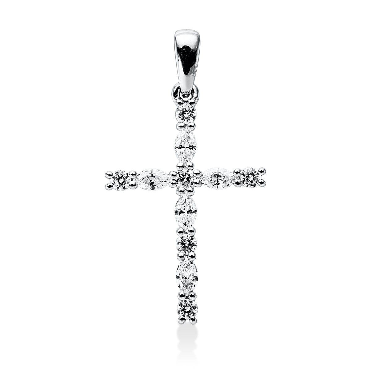 diamond full cut  cross pendant in white gold