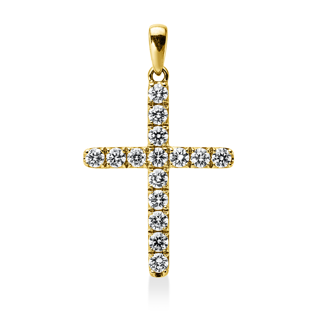diamond full cut  cross pendant in yellow gold
