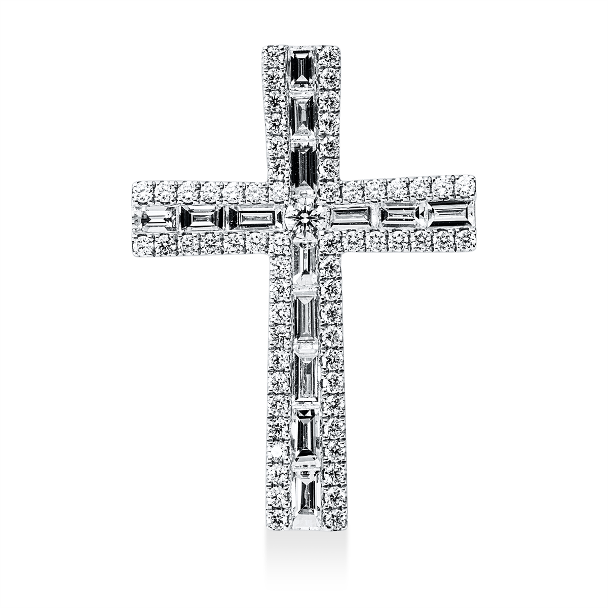 diamond full cut  cross pendant in white gold