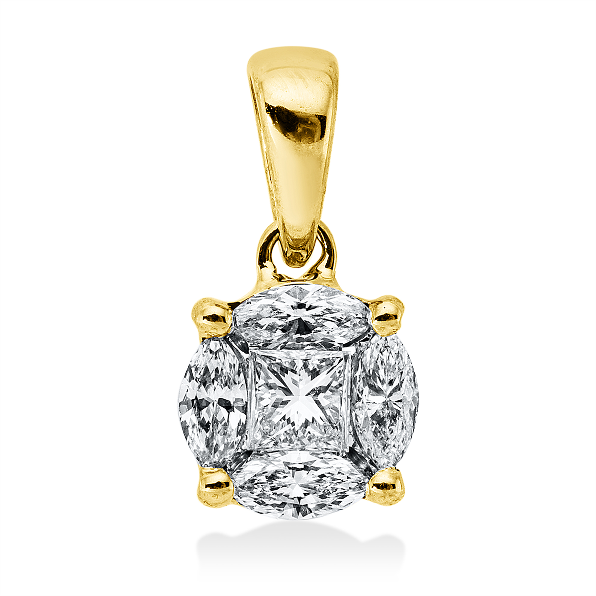 marquise  illusion classic pendant in yellow gold