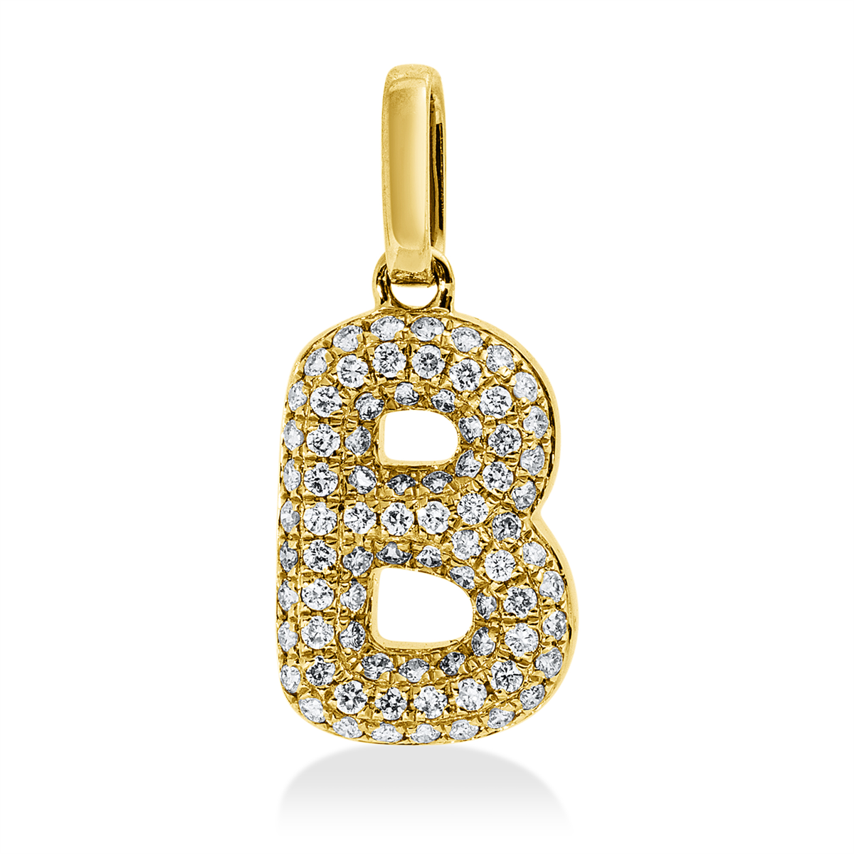 diamond full cut  letter pendant in yellow gold