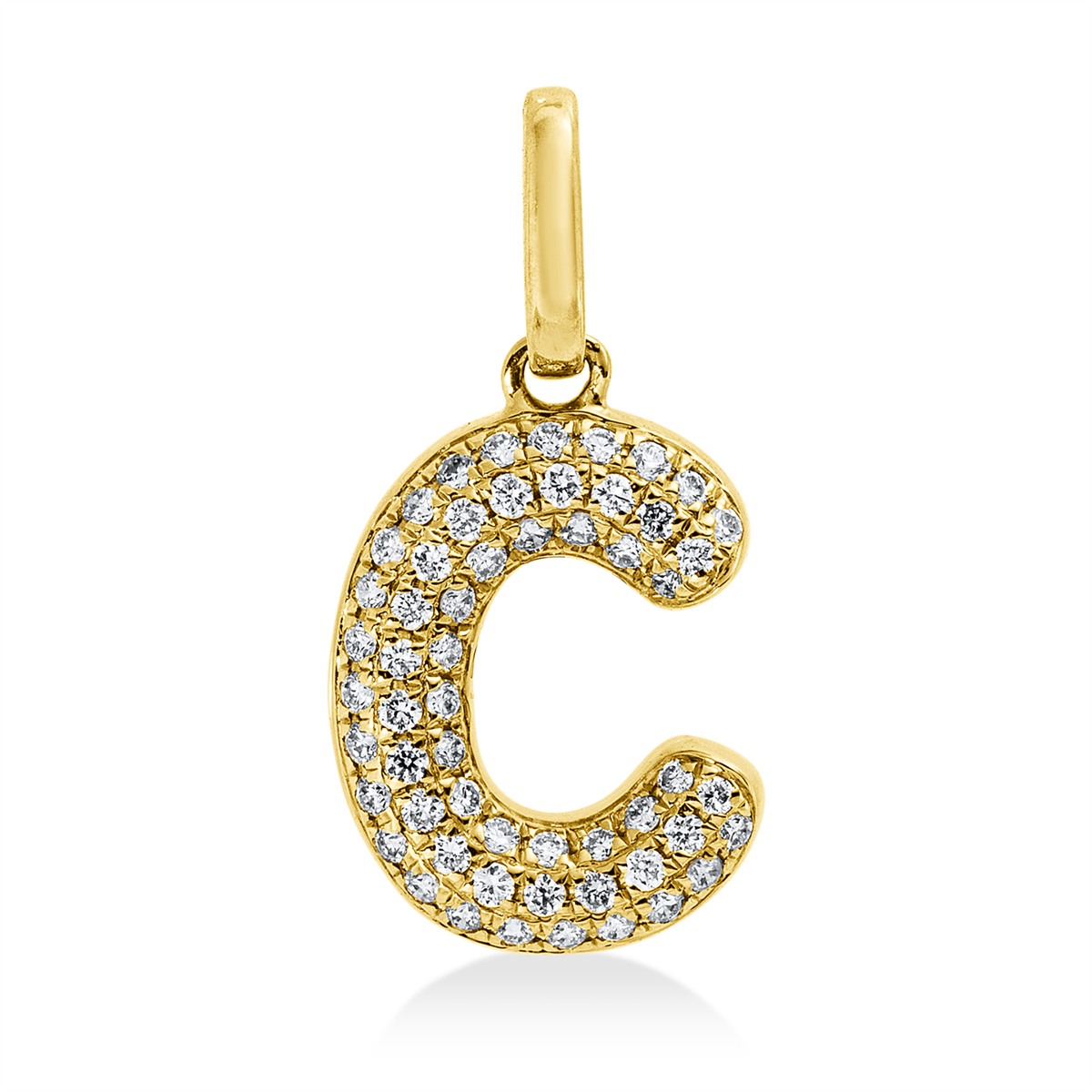 diamond full cut  letter pendant in yellow gold