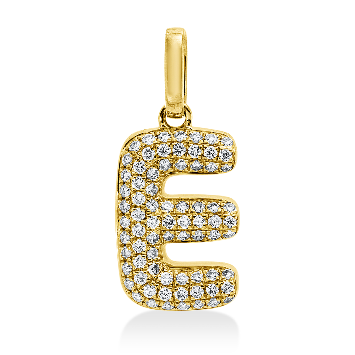 diamond full cut  letter pendant in yellow gold