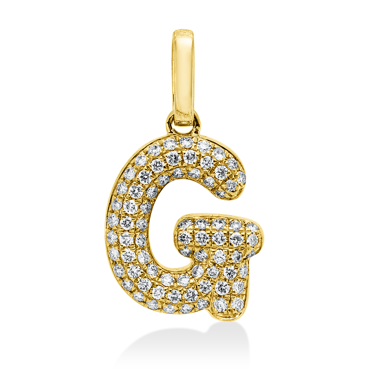 diamond full cut  letter pendant in yellow gold