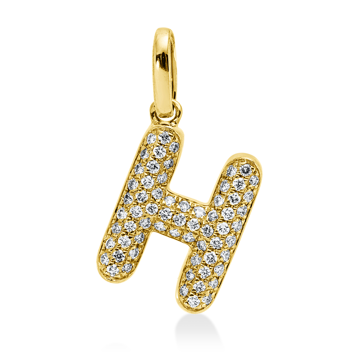 diamond full cut  letter pendant in yellow gold
