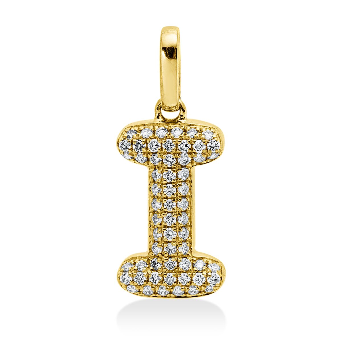 diamond full cut  letter pendant in yellow gold