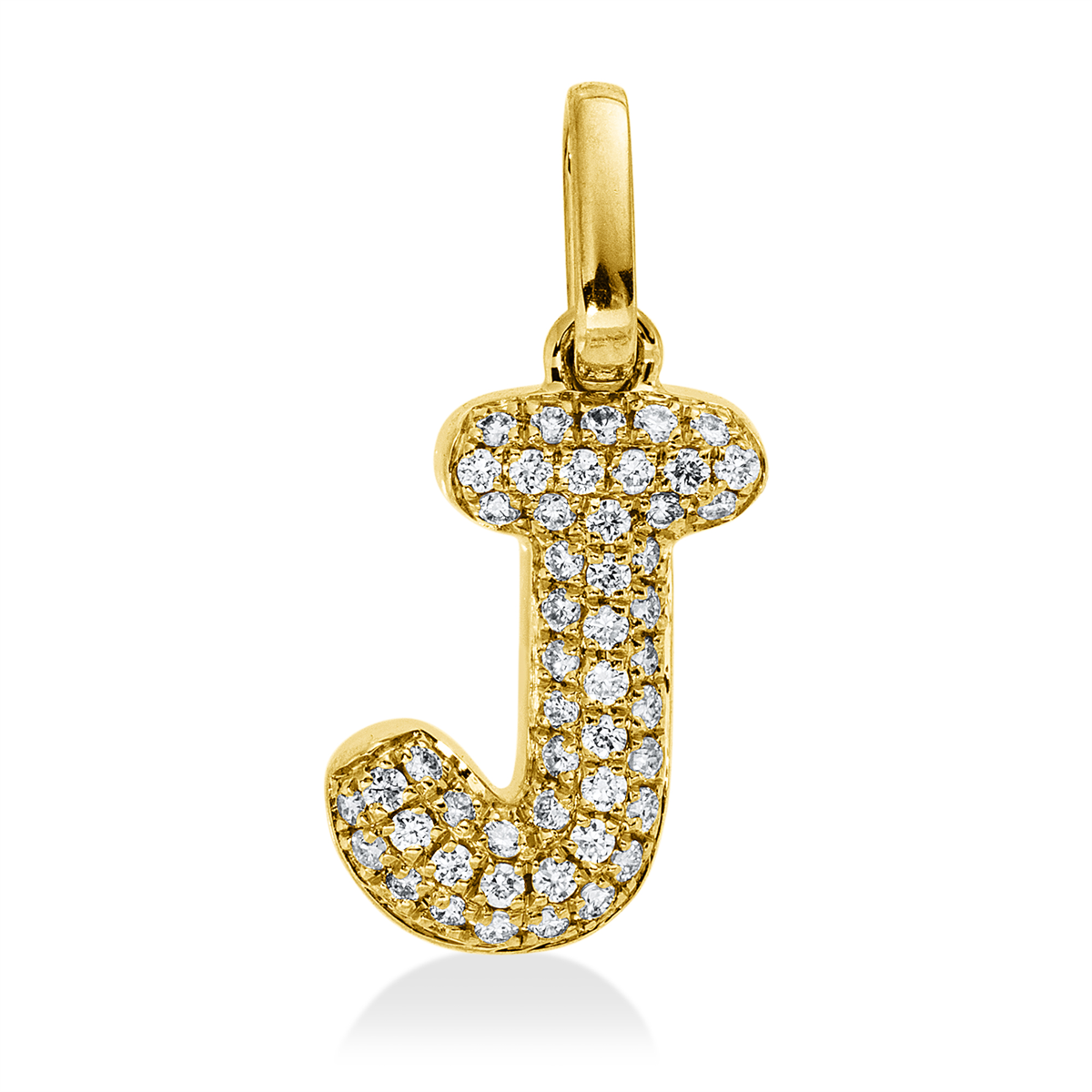 diamond full cut  letter pendant in yellow gold